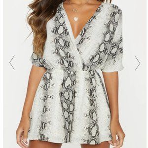 Snakeskin Printed Short Sleeve Romper